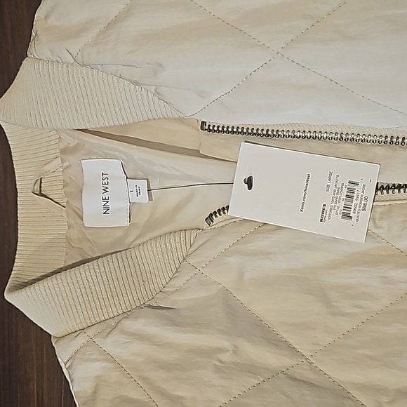 Nine West Quilted Bomber Jacket, Sand Dune, Size L - Picture 6 of 8